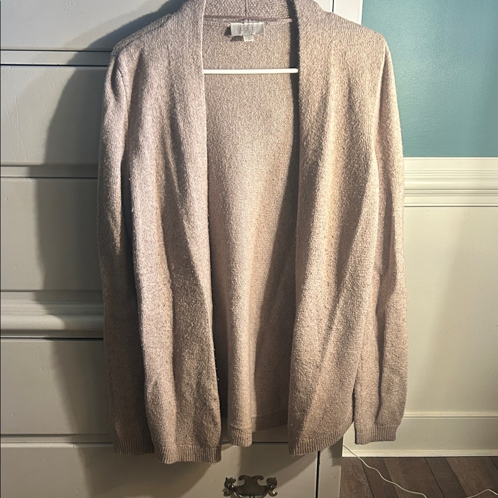 LOFT Outlet Beige Open-Front Cardigan, Women’s Medium